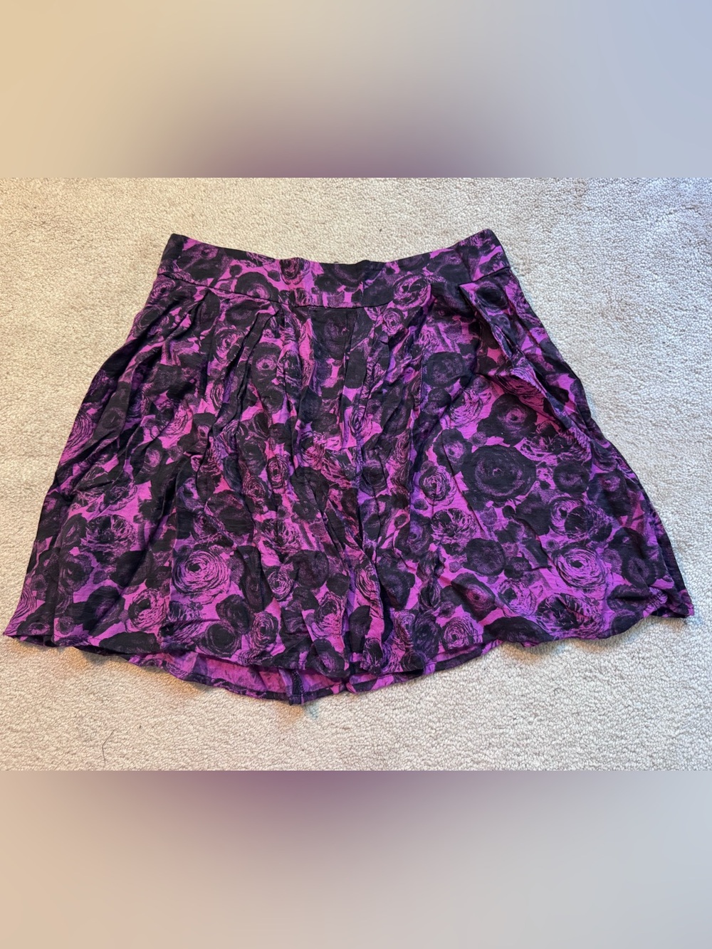 Kimchi Blue Purple and Black Floral Skater Skirt
